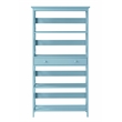 Pemberly Row Set of 2 5 Tier Wood Bookcases with Drawer in Sea Foam