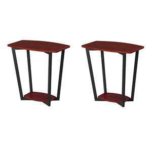 Pemberly Row Set of 2 End Tables in Cherry Wood and Black Metal