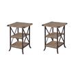 Pemberly Row Set of 2 Contemporary End Tables in Beige Driftwood Wood