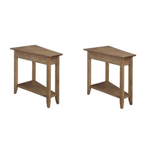 Pemberly Row Set of 2 Wedge End Tables in Driftwood Brown Wood