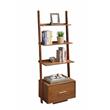 Pemberly Row Set of 2 Contemporary Ladder Bookcases in Caramel Wood