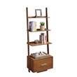 Pemberly Row Set of 2 Contemporary Ladder Bookcases in Caramel Wood