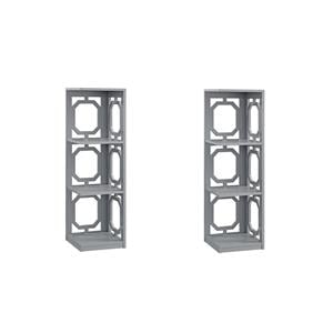 Pemberly Row Set of 2 Three-Tier Corner Bookcases in Gray Wood