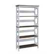 Pemberly Row Set of 2 Five-Tier Bookcases in White and Espresso Wood