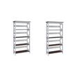 Pemberly Row Set of 2 Five-Tier Bookcases in White and Espresso Wood