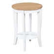 Pemberly Row Set of 2 Round End Tables in White and Natural Wood