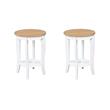 Pemberly Row Set of 2 Round End Tables in White and Natural Wood