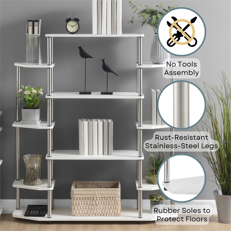 Pemberly Row Set of 2 No Tools Wall Bookshelf 47.25