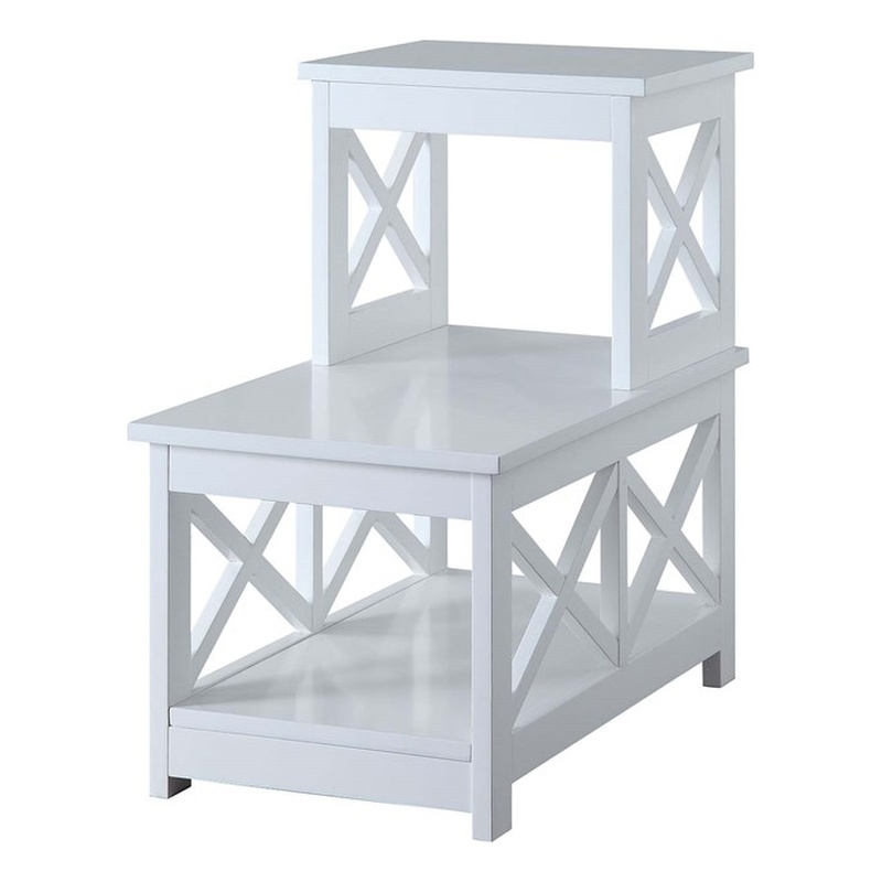 Pemberly Row Set of 2 Two-Step Accent End Tables in White Wood