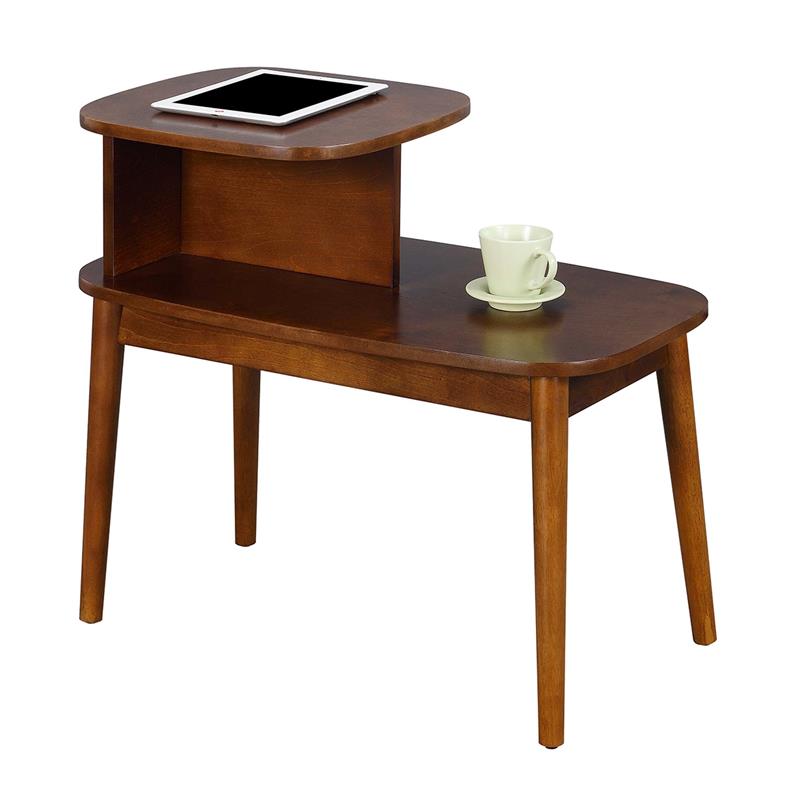 Pemberly Row Set of 2 Mid-Century End Tables in Espresso Wood