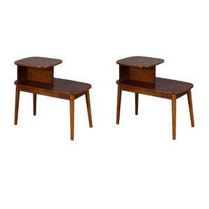 Pemberly Row Set of 2 Mid-Century End Tables in Espresso Wood