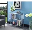 Pemberly Row Set of 2 Three-Tier Bookcases in Clear Glass and Chrome Metal Frame