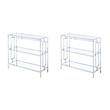 Pemberly Row Set of 2 Three-Tier Bookcases in Clear Glass and Chrome Metal Frame