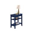 Pemberly Row Set of 2 Three-Tier End Tables With Drawer in Blue Wood