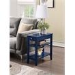 Pemberly Row Set of 2 Three-Tier End Tables With Drawer in Blue Wood