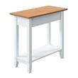 Pemberly Row Set of 2 Flip Top End Tables White Wood with Vanilla Wood Top