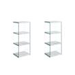 Pemberly Row Set of 2 4-Tier Tower Bookcases in White Fuax Marble & Clear Glass