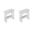 Pemberly Row Set of 2 Flip Top End Tables in White Faux Marble w/ Clear Glass