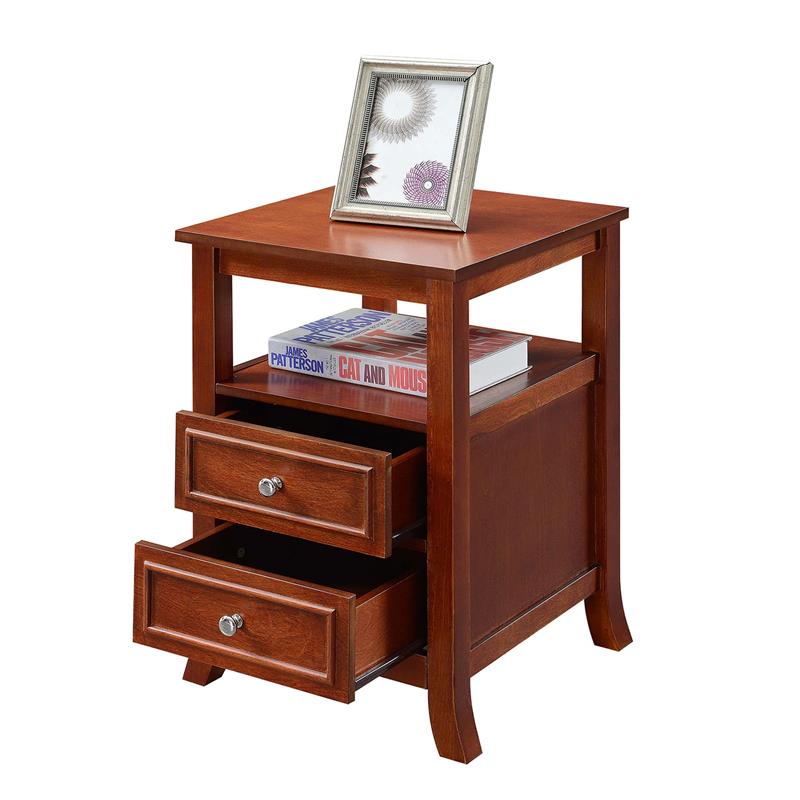 Pemberly Row Set of 2 Contemporary Square End Tables in Wood