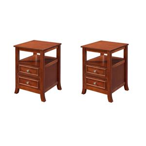 Pemberly Row Set of 2 Contemporary Square End Tables in Wood