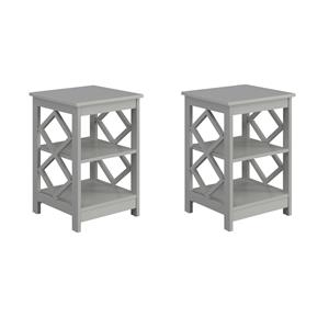 pemberly row set of 2 diamond square end tables in gray wood