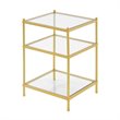 Pemberly Row Set of 2 Gold Metal End Tables with Clear Glass