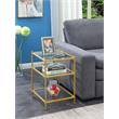 Pemberly Row Set of 2 Gold Metal End Tables with Clear Glass