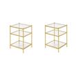 Pemberly Row Set of 2 Gold Metal End Tables with Clear Glass