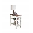 Pemberly Row Set of 2 Three Tier End Tables With Drawer in Brown Wood