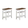 Pemberly Row Set of 2 Three Tier End Tables With Drawer in Brown Wood