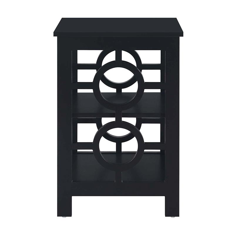 Pemberly Row Set of 2 Contemporary Ring End Tables in Black Wood