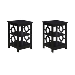 Pemberly Row Set of 2 Contemporary Ring End Tables in Black Wood