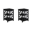 Pemberly Row Set of 2 Contemporary Ring End Tables in Black Wood