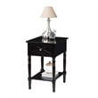 Pemberly Row Set of 2 Square End Tables with Charging Station in Black Wood