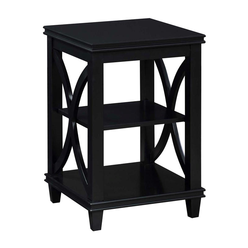 Pemberly Row Set of 2 Contemporary Wood End Tables in Black Finish
