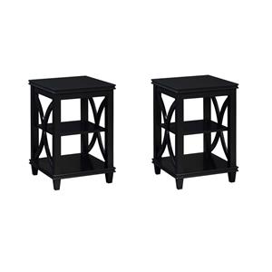 Pemberly Row Set of 2 Contemporary Wood End Tables in Black Finish