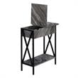 Pemberly Row Set of 2 Flip Top End Tables with Charging Station in Gray & Black