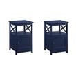 Pemberly Row Set of 2 End Tables with Cabinet in Cobalt Blue Wood