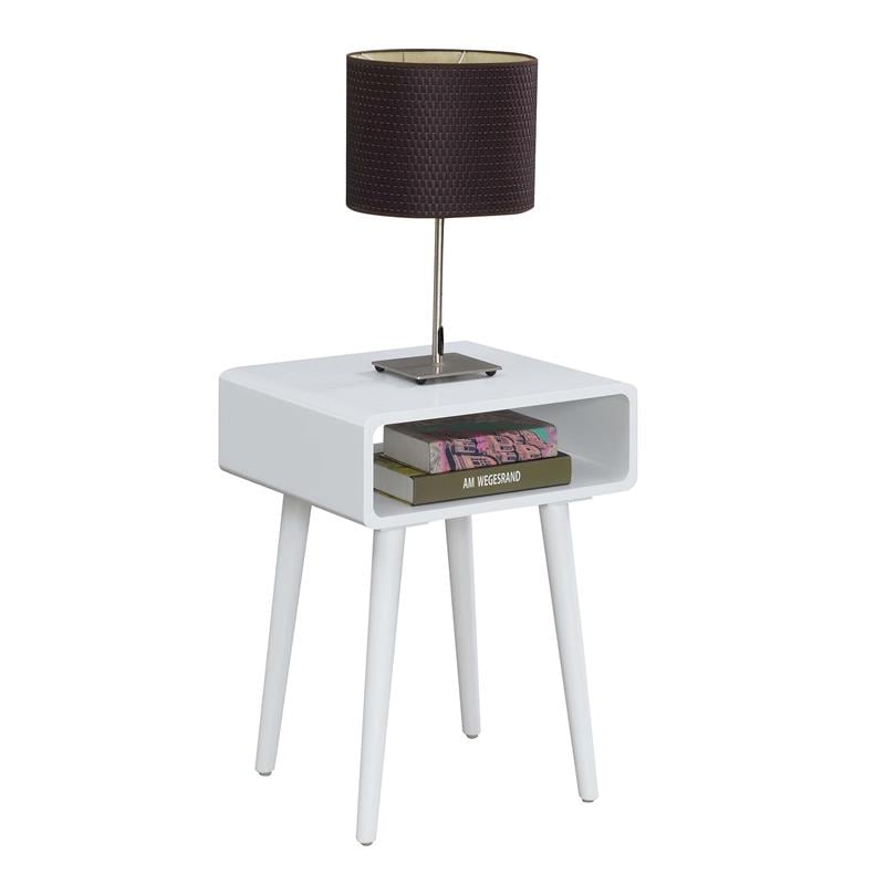 Pemberly Row Set of 2 Contemporary Square End Tables in White Wood
