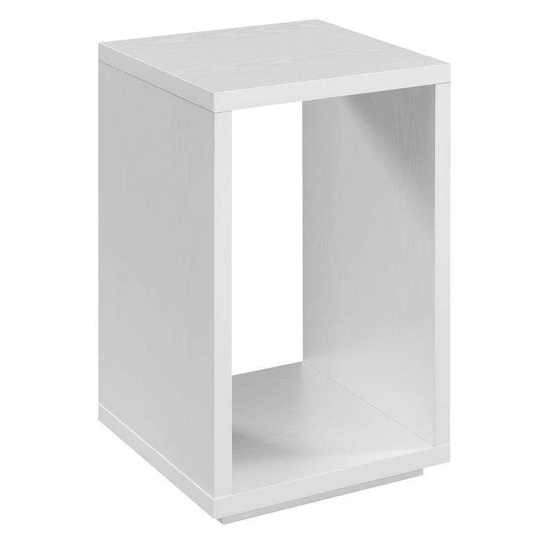 Pemberly Row Set of 2 Contemporary End Tables with Shelf in White Wood