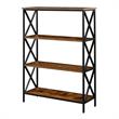 Pemberly Row Set of 2 Contemporary Four-Tier Bookcases in Nutmeg Wood