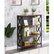 Pemberly Row Set of 2 Contemporary Four-Tier Bookcases in Nutmeg Wood