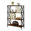 Pemberly Row Set of 2 Contemporary Four-Tier Bookcases in Nutmeg Wood