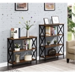 Pemberly Row Set of 2 Contemporary Four-Tier Bookcases in Nutmeg Wood