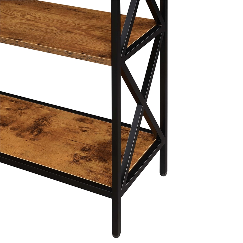 Pemberly Row Set of 2 Contemporary Three-Tier Bookcases in Nutmeg Wood