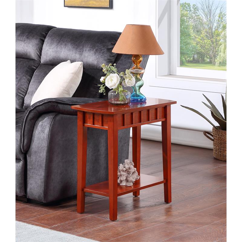 Pemberly Row Set of 2 End Tables with Shelf in Mahogany Wood