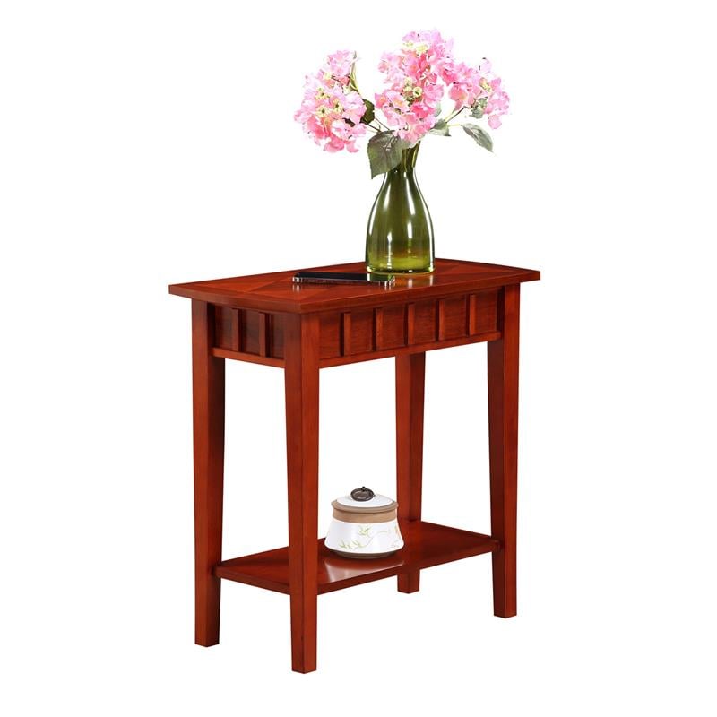 Pemberly Row Set of 2 End Tables with Shelf in Mahogany Wood