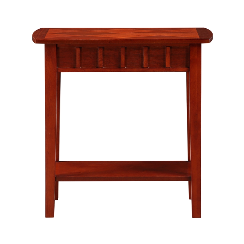 Pemberly Row Set of 2 End Tables with Shelf in Mahogany Wood