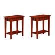 Pemberly Row Set of 2 End Tables with Shelf in Mahogany Wood