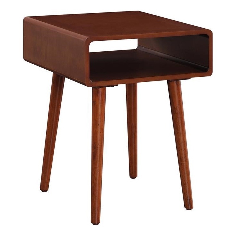 Pemberly Row Set of 2 End Tables with Shelf in Mahogany Wood